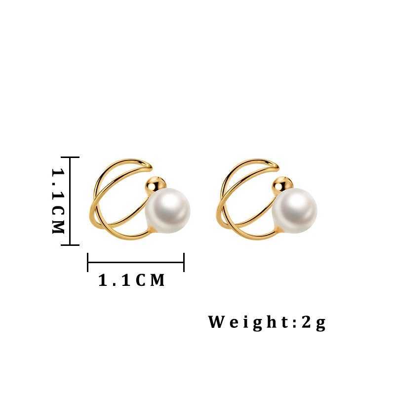 Korean Fashion Small Pearl Clip Earrings for Women Girls Vintage Golden Geometry Ear Cuff Clip Without Pierced Ear Cuff JewelryX240913
