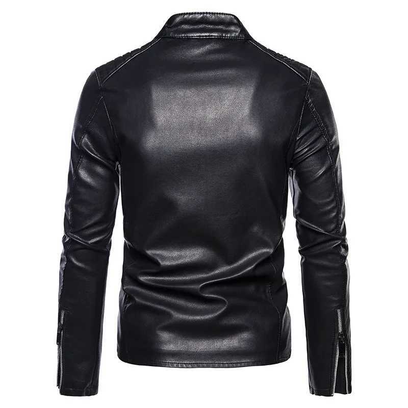 2023 Men Casual Jacket Korean Version of The Trend of Slim Handsome Youth Spring and Autumn Motorcycle Jacket Leather Coat MenX240913