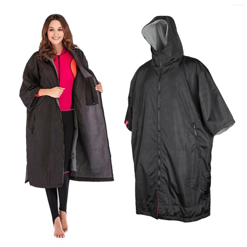 Waterproof Surf Changing Robe | Fleece Ed Warm Dry Oversized Poncho For Swimming, Surfing, Beach