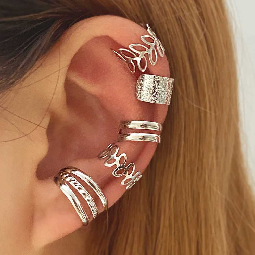 Vintage Gold-Plated Clip Earrings for Men and Women Creative and Simple C-Shaped Ear Clip Set Fashionable Trend Jewelry GiftX240913