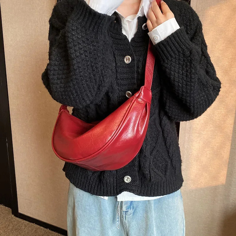 Y2K retro PU leather womens shoulder bag Korean fashion small cross body bag womens underwear bag handbag 240912