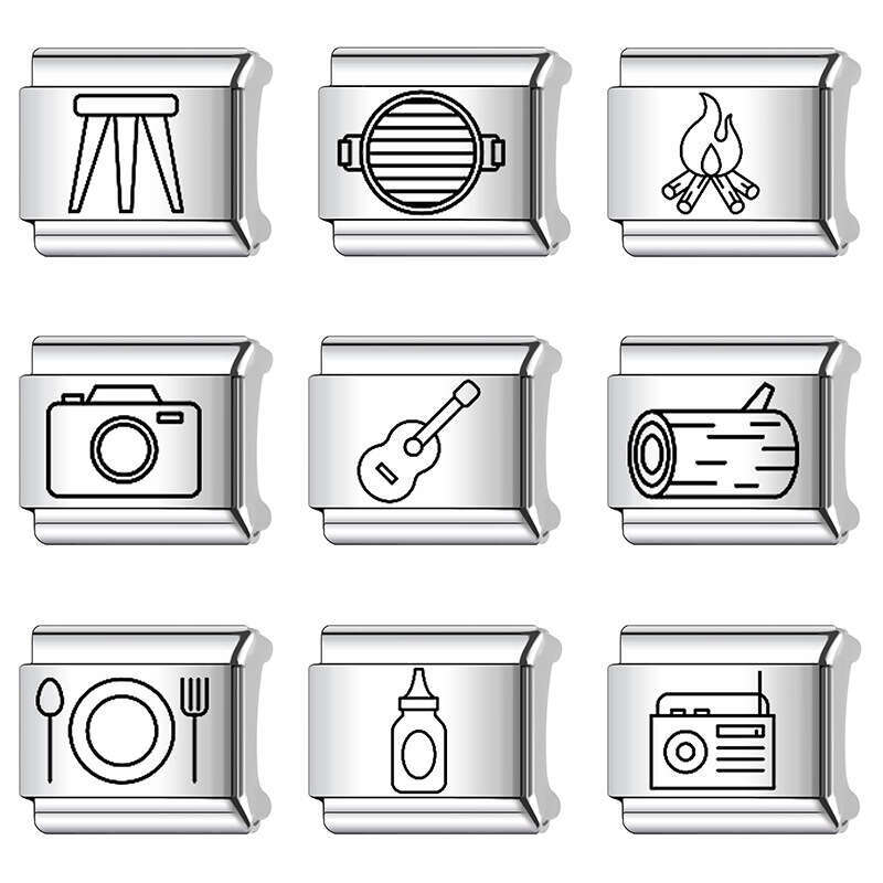 New Women's Gift Classic pattern sports Bead Italian Charms Links Bangle Beads Fit 9mm Stainless Steel Bracelet Making DIY For Women Fashion Jewe