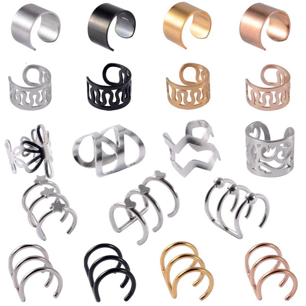 1PC Fashion Stainless Steel Ear Cuffs No-Drill Lip Ring Nose Septum Women Earrings Clip No Piercing Body Piercing JewelryX240913