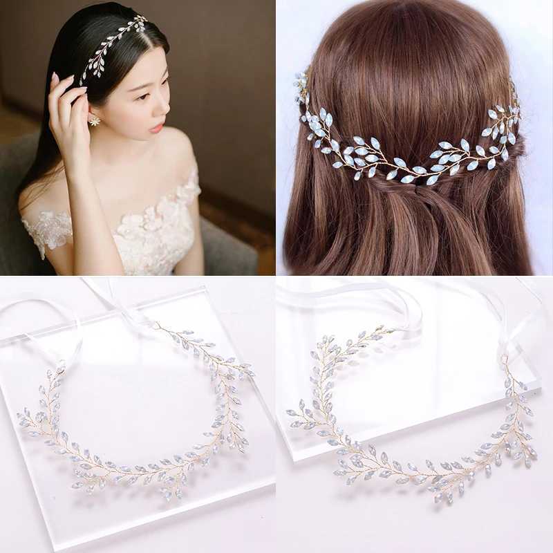 2020 Wedding Hair Accessories Crystal Pearl Headband tiara Flower Headpiece Hair Vine Women Hair Jewelry Bridal Hair AccessoriesX240913