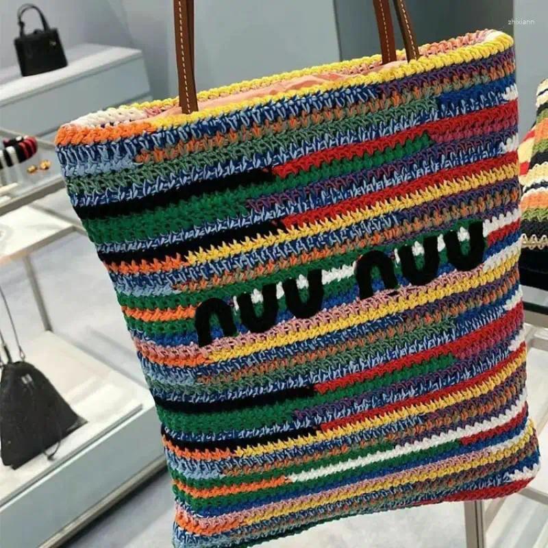 Shoulder Bags High Quality Ladies' Stylish Colorful Striped Woven Small Bag For Commuting Niche Design Practical Handbag Girls a25e 4