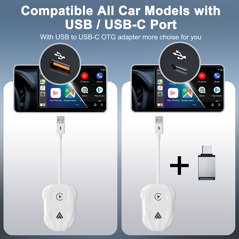2 in 1 Car Wireless CarPlay Adapter and Wireless Android Auto Adapter, Plug & Play Converts Wired CarPlay to Wireless CarPlay Fit for Cars