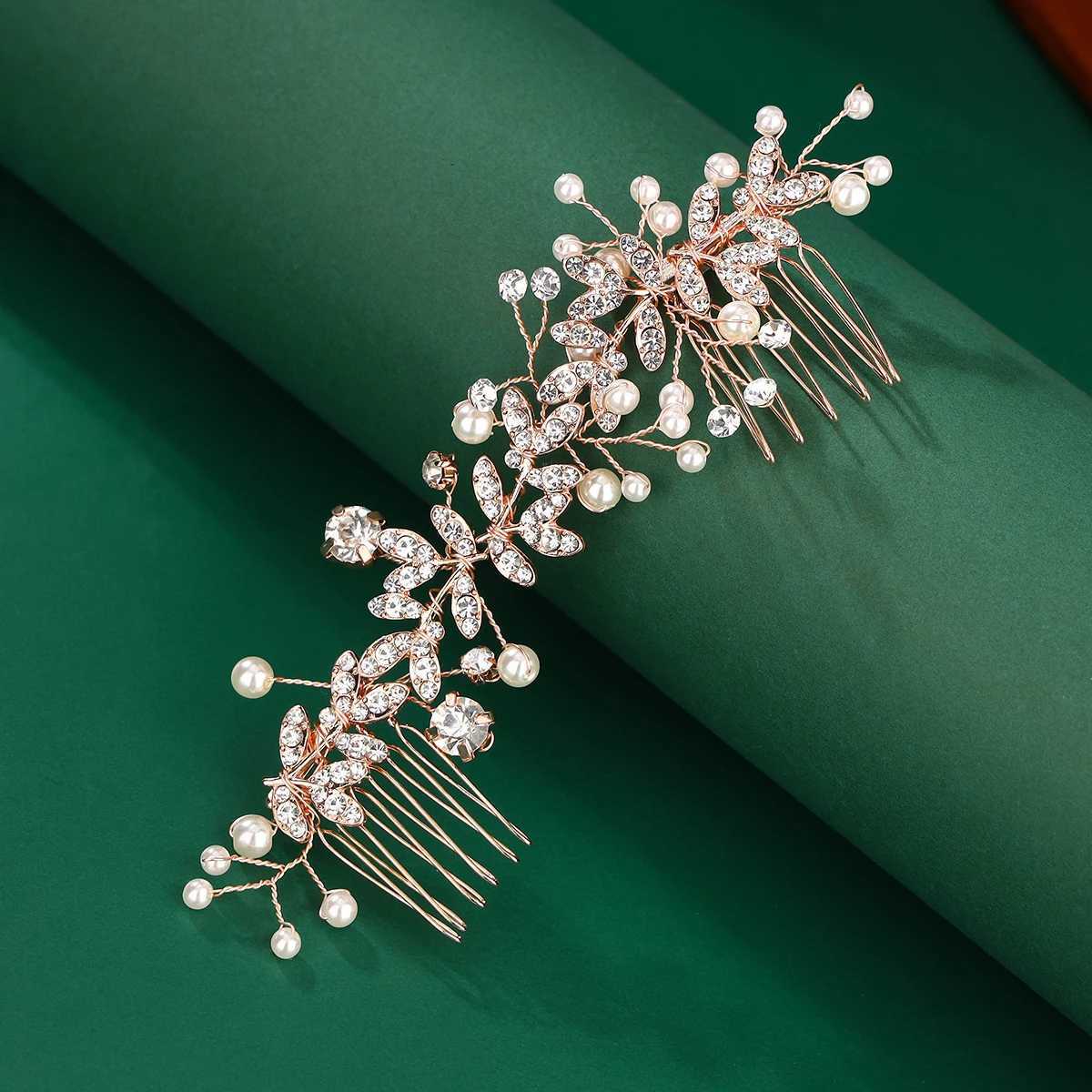 Handmade Wedding Crytal Hair Comb with Pearl for bridalX240913