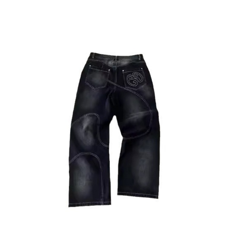 Men's Jeans Black Denim Jeans with Unique Design - A Fashionable and Edgy Choice