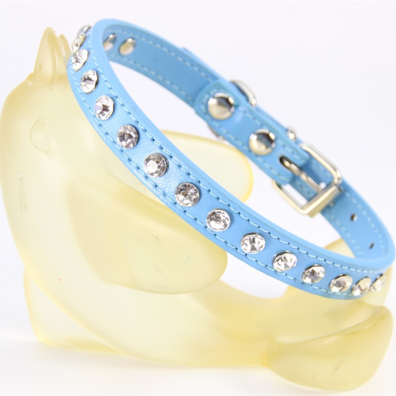 Rhinestone-Embellished PU Leather Dog Collar with Leash - Elegant Pet Neckwear