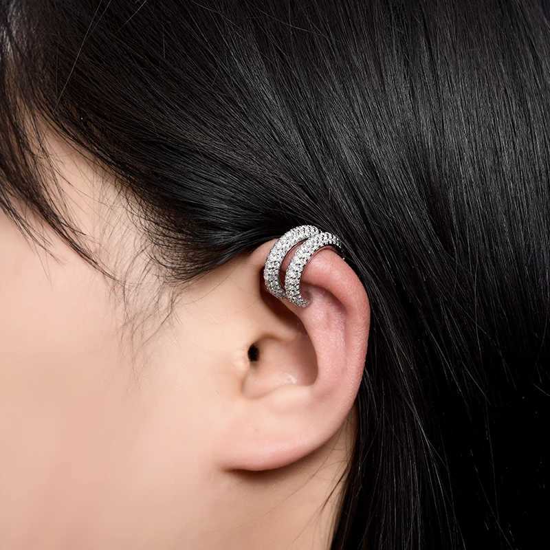 Women IPC Round Fake C Shape For Cartilage Clip Earrings No Pierced Earrings AAAA Zirconia Geometric Jewelry Gold Silver ColorX2409