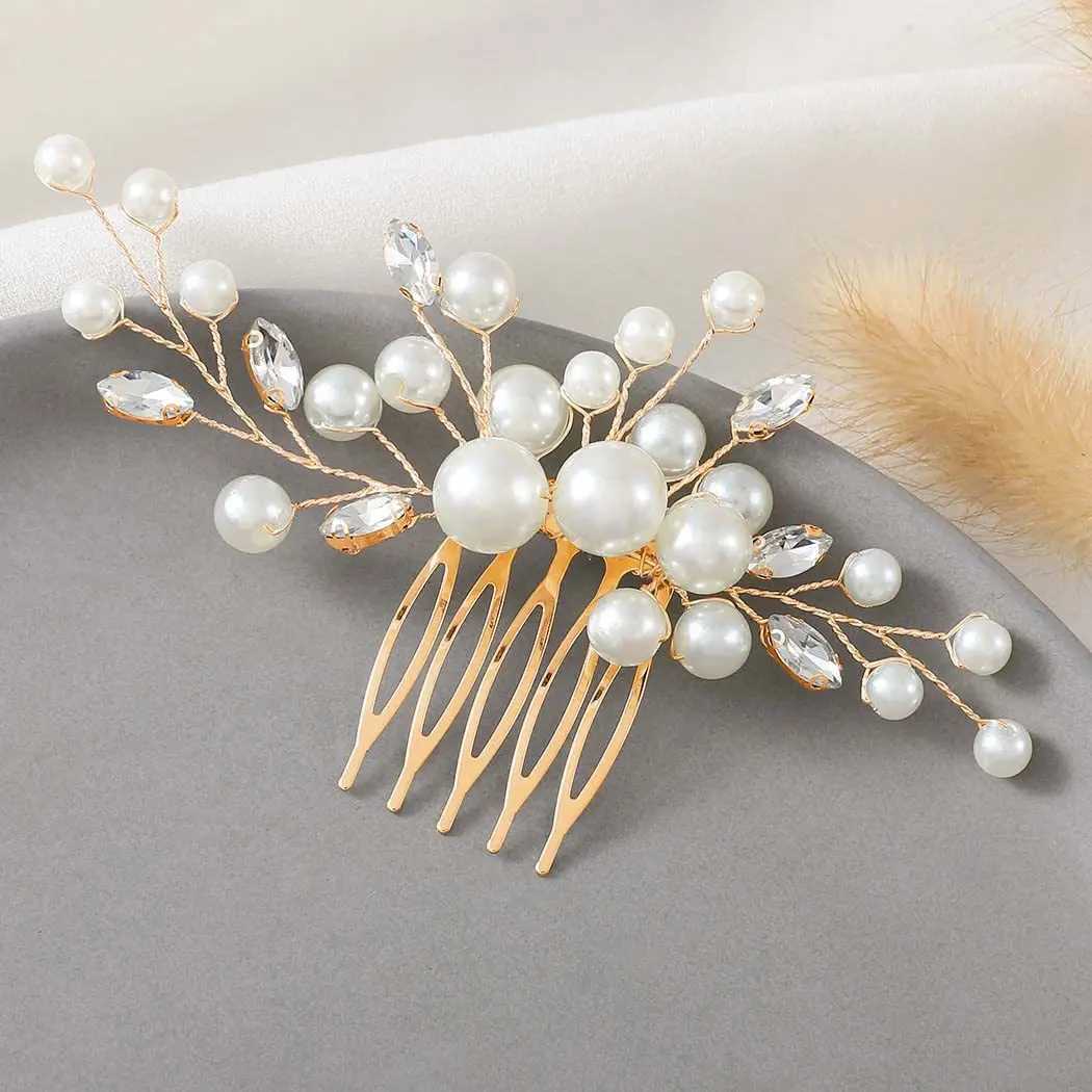 Wedding Alloy Pearl Hair Comb Jewelry Girls Handmade Hairpin Hair Comb Bridal Tiaras Wedding Hair Accessory Jewelry GiftX240913