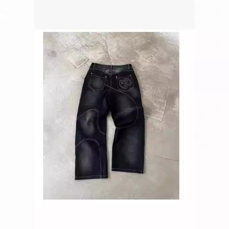 Men's Jeans Black Denim Jeans with Unique Design - A Fashionable and Edgy Choice