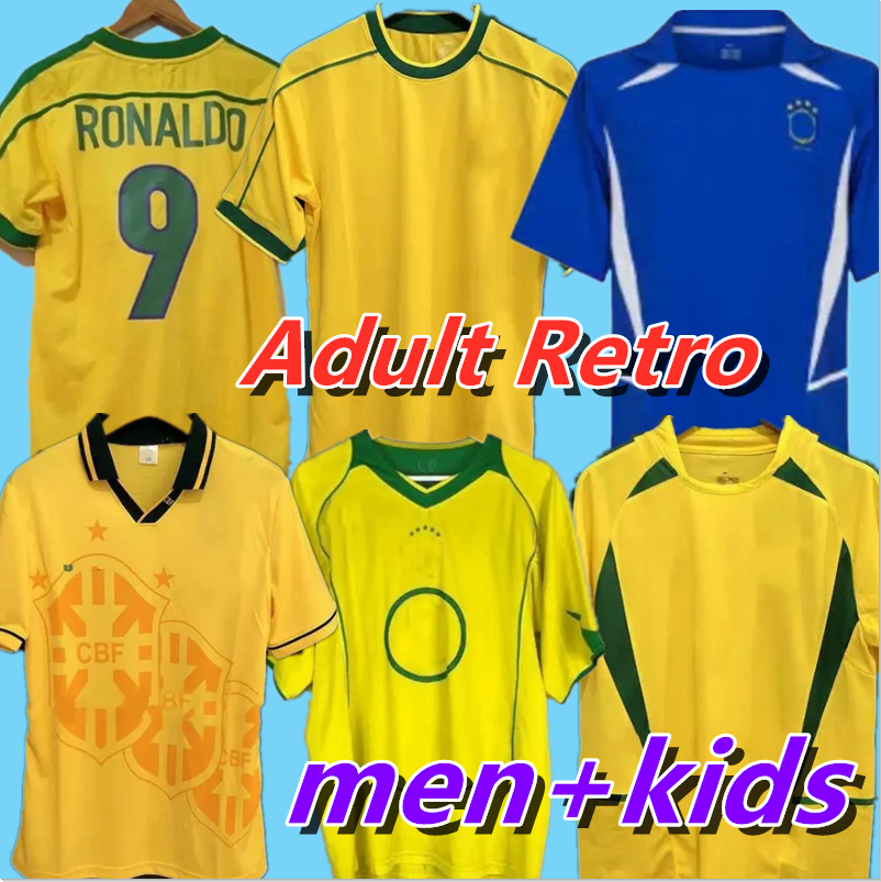 Retro 1994 1998 2002 2004 BRAZlL retro soccer jersey ronaldo KAKA ROMARIO RONALDINHO RIVALDO maillot de futol r.carlos BraziI brazilian mens kids kit Football shirt
