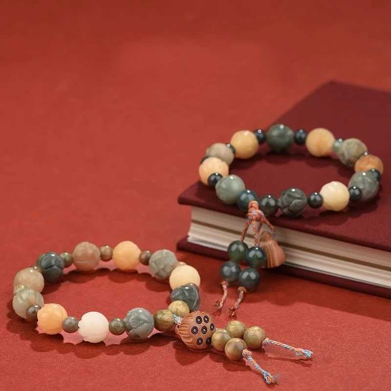 Xizang Buddha Bodhi Lotus Bead Bracelet Wood Bead Buddha Prayer Bracelet Men Yoga Alleviates Anxiety Charm Jewelry W240913