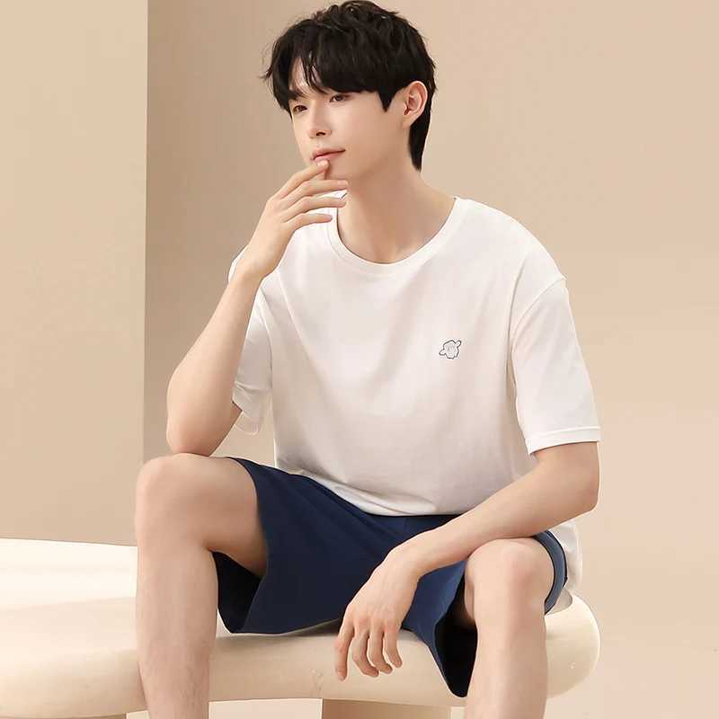 Plus Size 4XL 5XL Summer Modal Home Wear Set Men Pajamas Sets Soft Sleep Wear Short Sleeve Top and Shorts Breathable Pyjamas Y240913