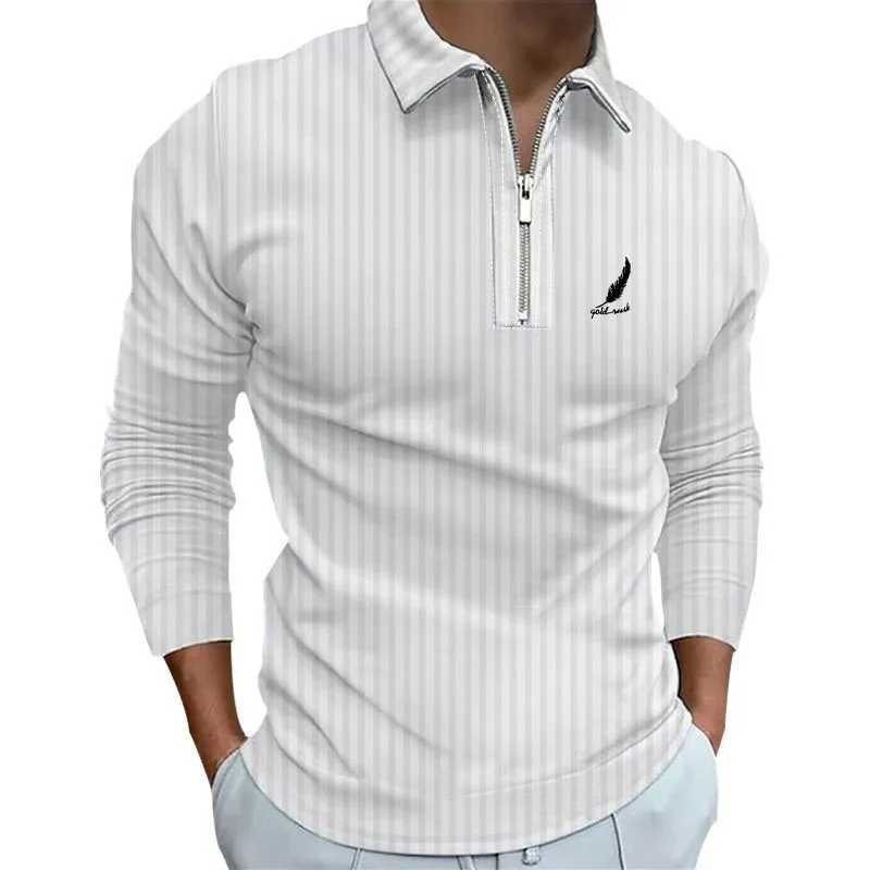 Sportswear Business Casual Mens Polo Shirt Long Sleeve Party Outdoor Office Fall Winter Print Turndown Zipper Polyester W250220