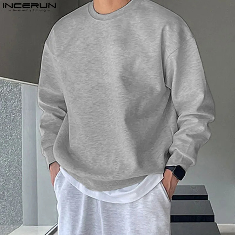 INCERUN Tops Korean style mens simple letter printed zipper casual streetwear Oneck long sleeved sportswear S5XL 240911