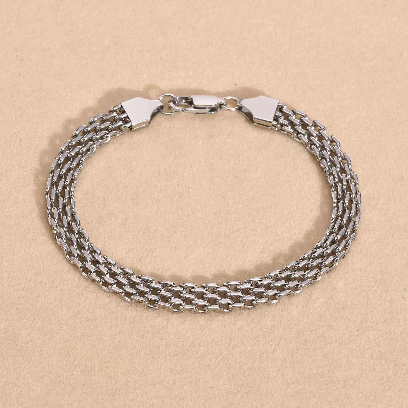 Mens Basic 6mm Mesh Link Chain Bracelets JewelryWaterproof Stainless Steel Italian Chains Wristband Gifts to Him17/19/21CMX240913