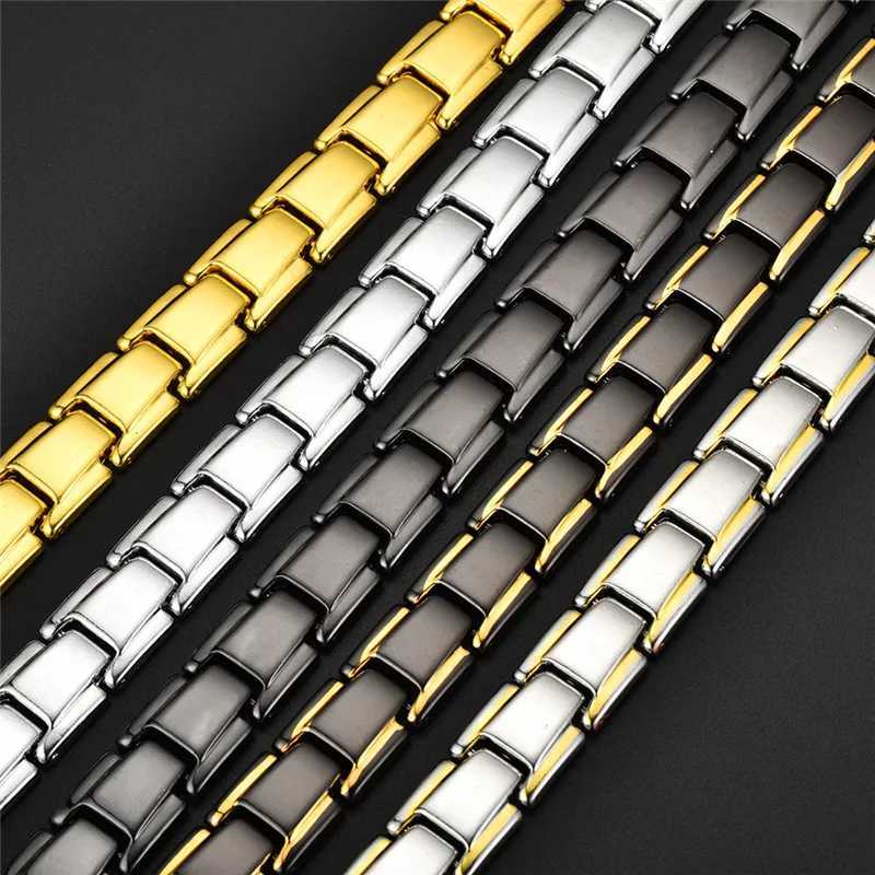 Luxury Mens Twisted Health Magnetic Bracelet Energy Therapy Women Mens Magnetic Hematite Titanium Steel Bracelet DetachableX240913