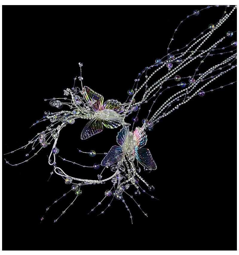 Korean Bridal Crystal Butterfly Tassel Pair Clip Hairbands Women Hair Decoration Wedding Hair AccessoriesX240913