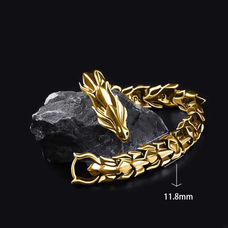 Hip Hop Punk Head Dragon Lin Bracelet Retro Exaggerated Dragon Bracelet Jewelry Mens Accessories GiftsX240913