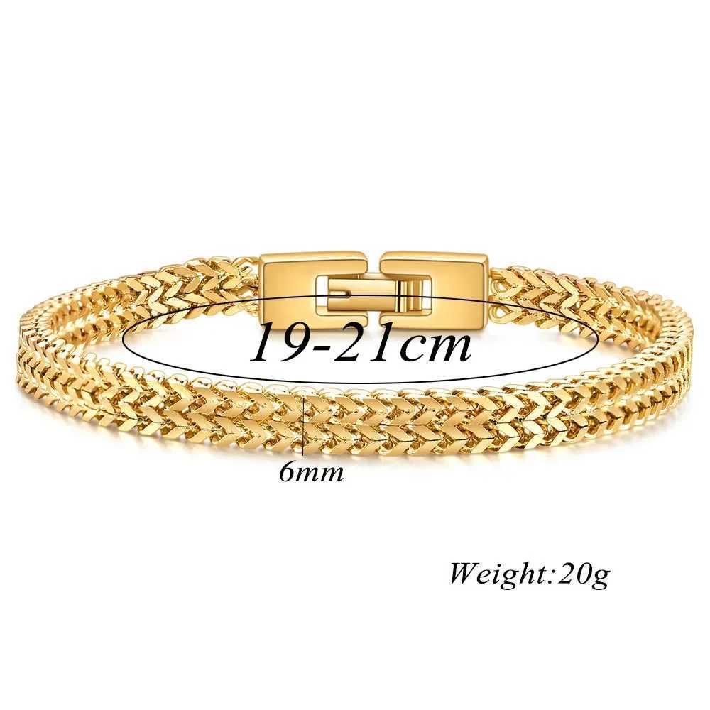 Fashion jewelry trendy mens hip-hop RapCap stainless steel 6MM keel snake chain bracelet mens fashion titanium steel braceletX240913