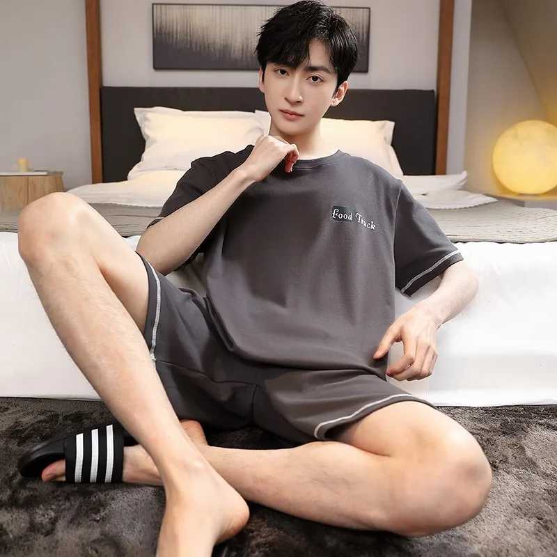 2024 New Pajamas Sets For Mens Short Sleeve Round Neck Tops And Pants Print Pyjamas Nightgown Sleepwear Homewear pyjamas men Y240913