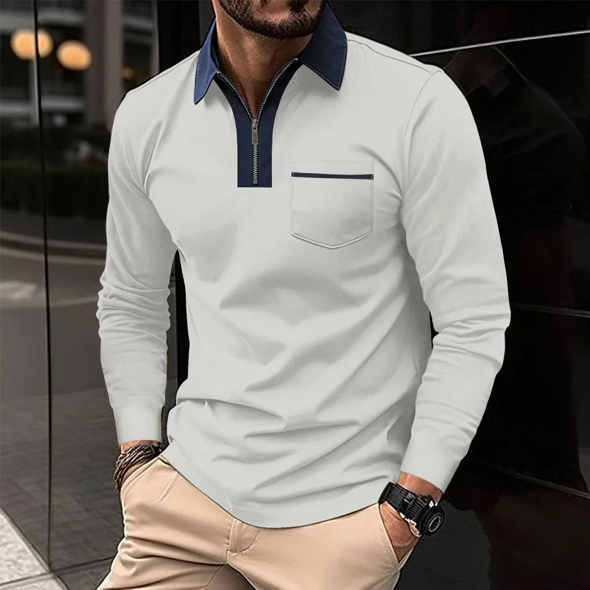 Summer Mens Casual Sleeping Polo Shirt Office Fashion Collar T-shirt Mens Breathable Polo Shirt Mens Clothing W240913