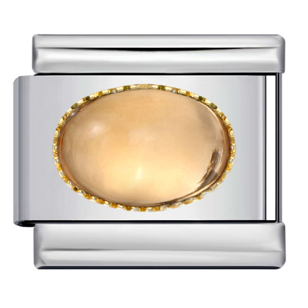 New Gold And Sier Bottom Micro Inlaid Oval Colored Stone charm DIY Welding Bracelet Italian Charm Links Stainless Steel Fit 9Mm Bracelet Jewelry DIY M
