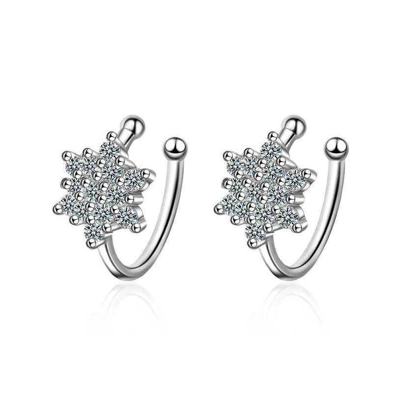 925 Silver Simple Zircon Crystal Clip on Ear Cuff Earring Women Small Mini Ear Clip Cuffs Without Piercing Hole Fake EarringsX240913