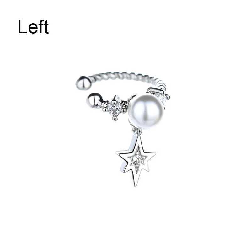 2024 No Pierced Ear Cuff Earrings silver Color Star Sparkling Pearl Clip Earrings for Women Ear Bone Fake Cartilage JewelryX240913