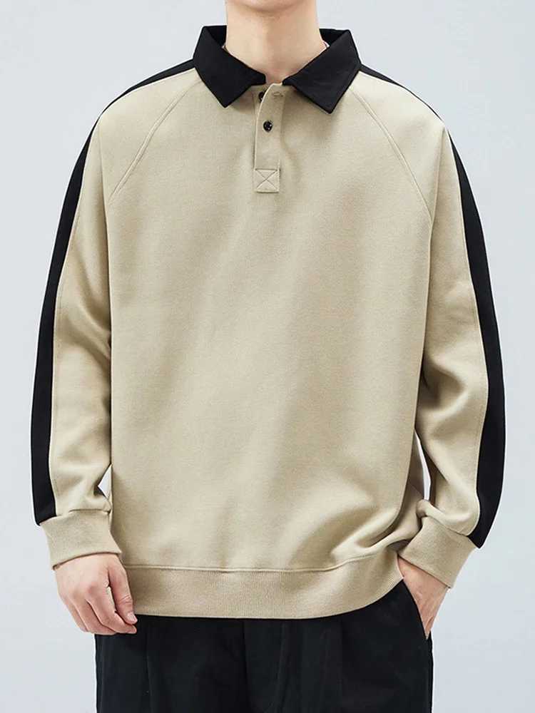 South Korean polo shirt mens autumn sweater with lapel collar mens long sleeved lapel casual shirt ultra-thin fit 2024 new item W240913