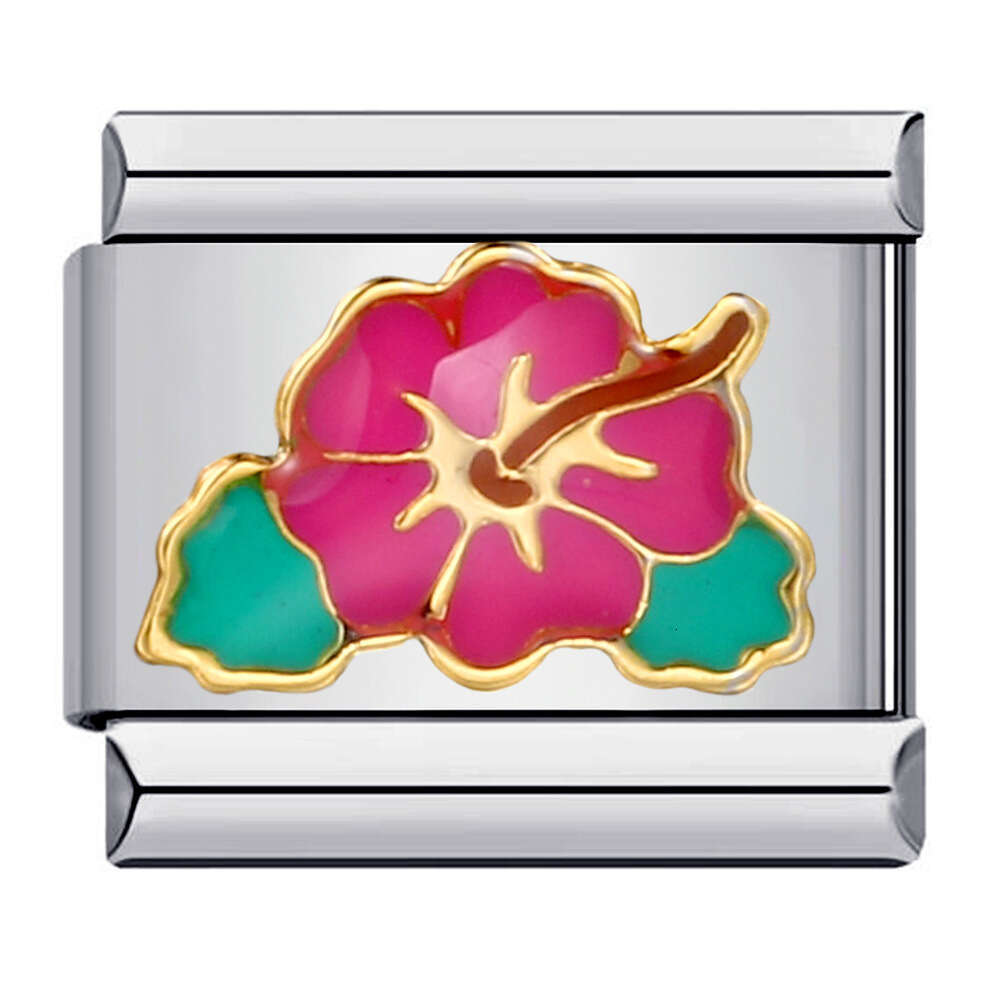 Wer Titanium Steel Drip Oil Welding Pattern Module Italian Charm Bracelet Links Stainless Fit 9Mm Jewelry DIY Making Gifts