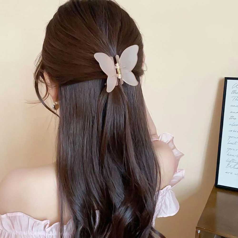Acrylic Hairpin Frosted Butterfly Hair Claw Banana Clip Animals Butterfly Hair Clip Headdress Grab Clip Large Shark ClipX240912