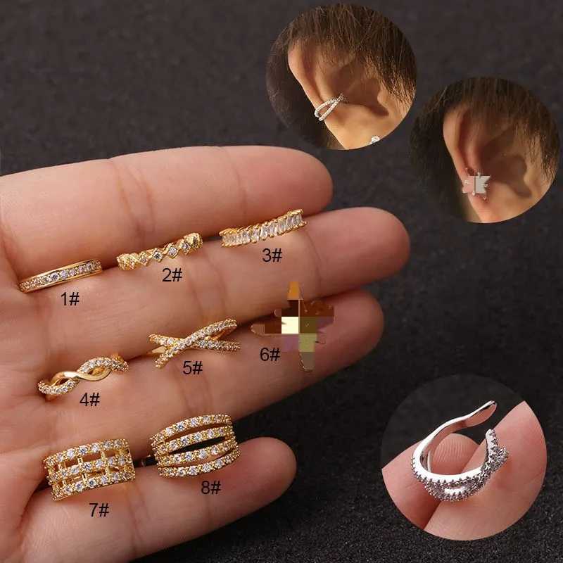 1PC Fake Piercing Ear Clip For Women Hoop Zircon Non-Piercing Cartilage Earrings Ear Cuff Goth Fake PIERC Jewelry 2024 TrendingX240913