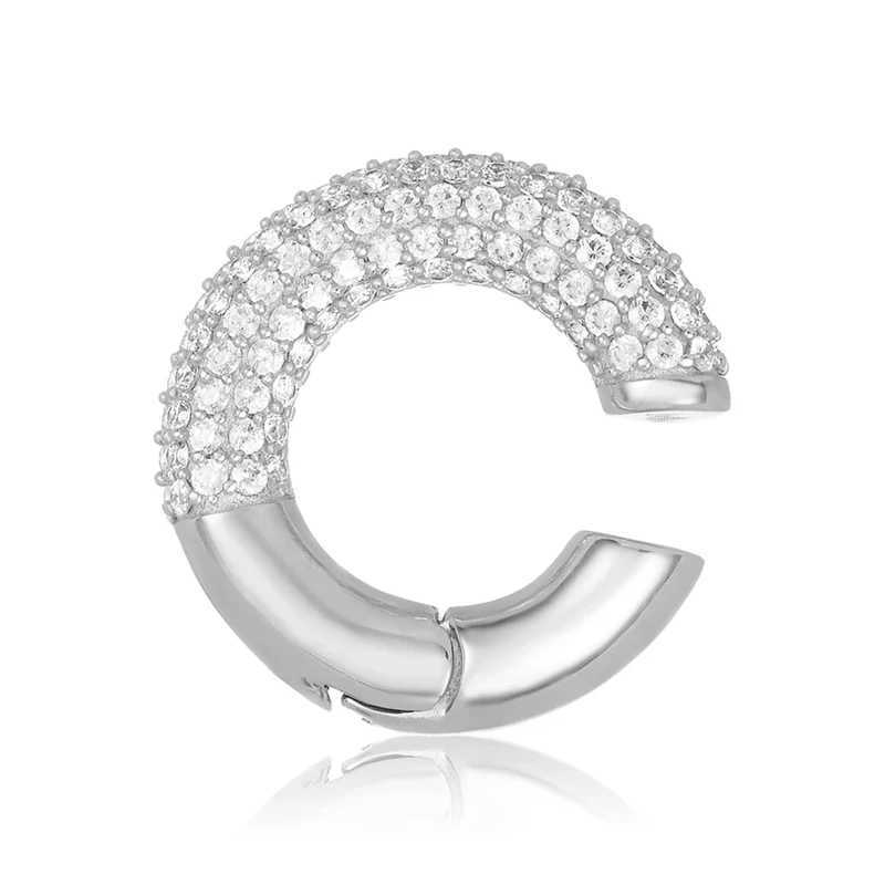 Aide 1PC Glod Color Full Zircon Pave Ear Cuffs No Piercing C Shape Chunky Thick Clip Earrings Colored Crystal JewelryX240913