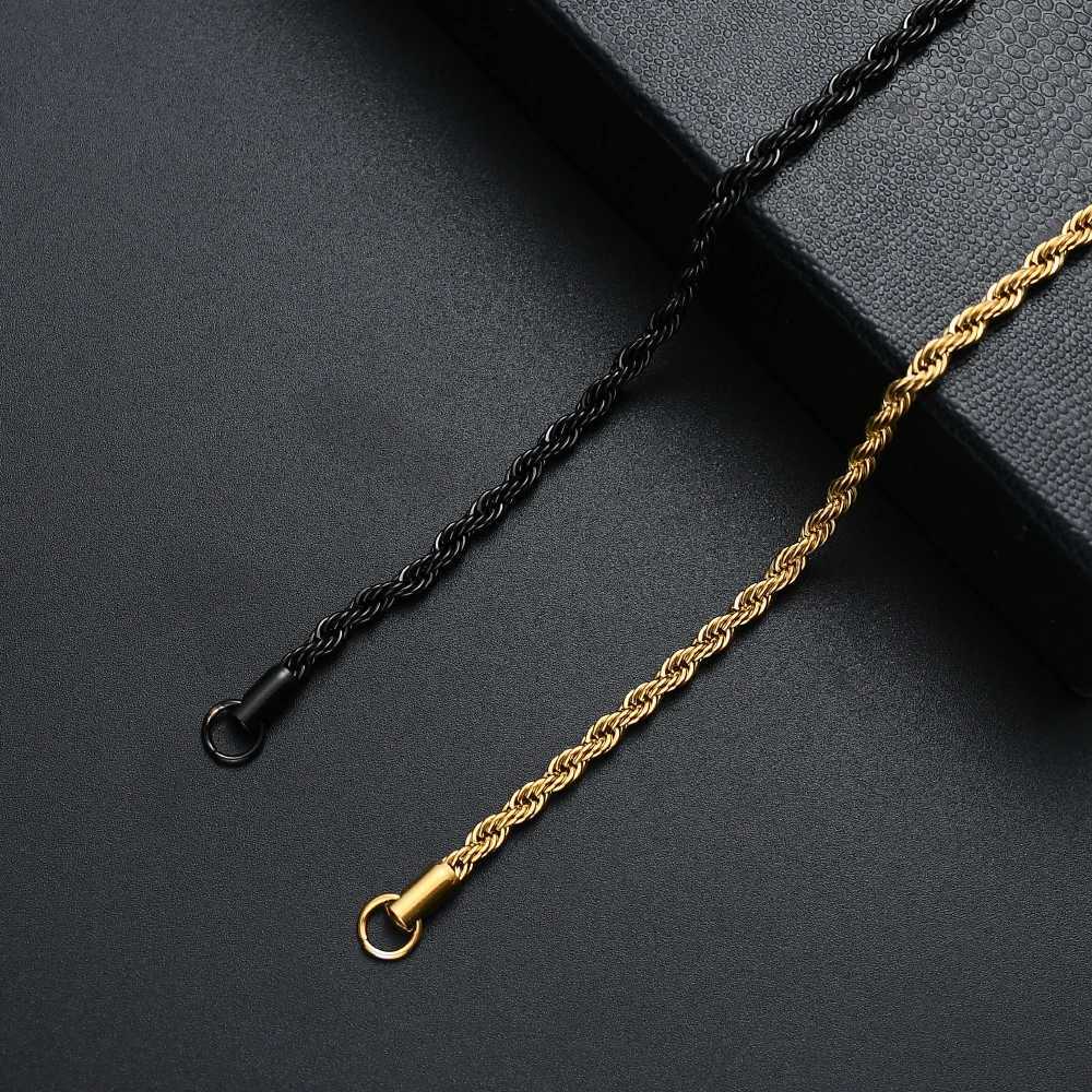 316L Stainless Steel Golden Black Twisted Rope Chain Bracelet for Men and Women Fashion Gift Jewelry Wholesale Price XJ250707