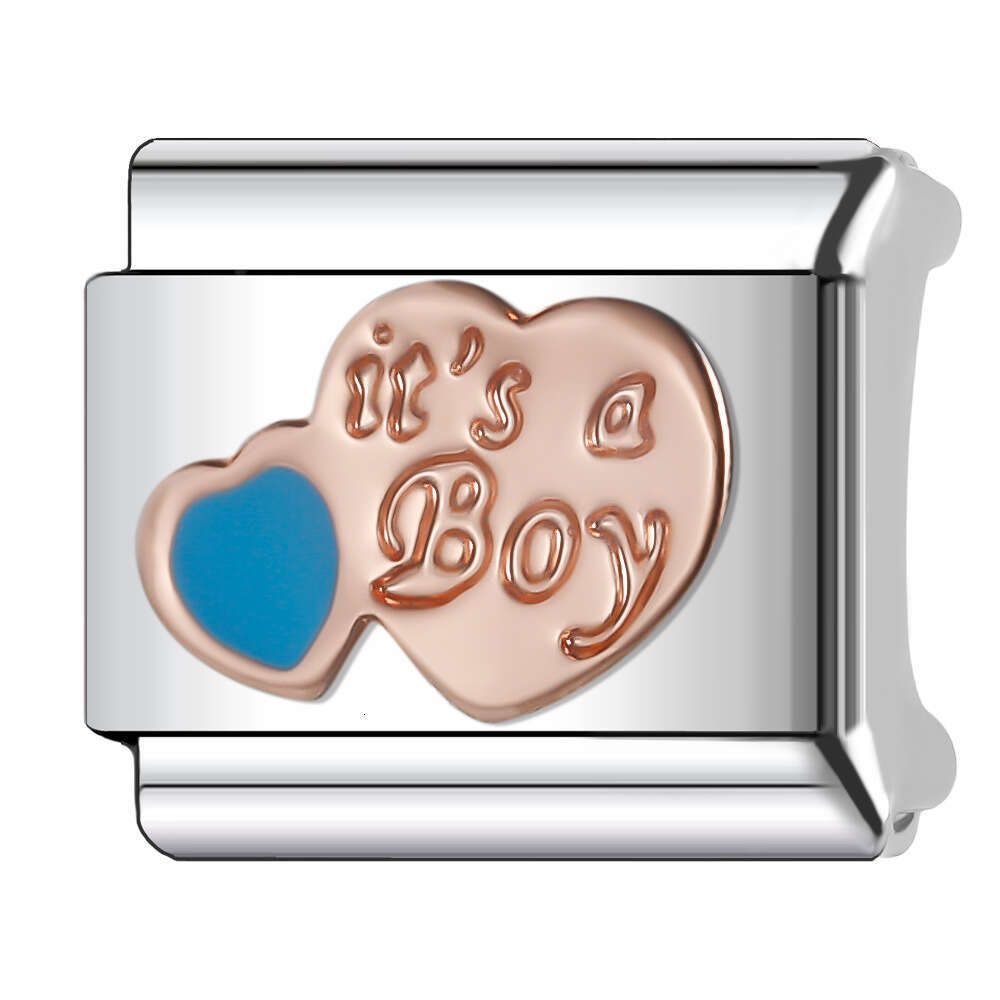 New Women's Gift Rose gold color Love Lock Bead Italian Charms Links Bangle Beads Fit 9mm Stainless Steel Bracelet Making DIY For Women Fashion J