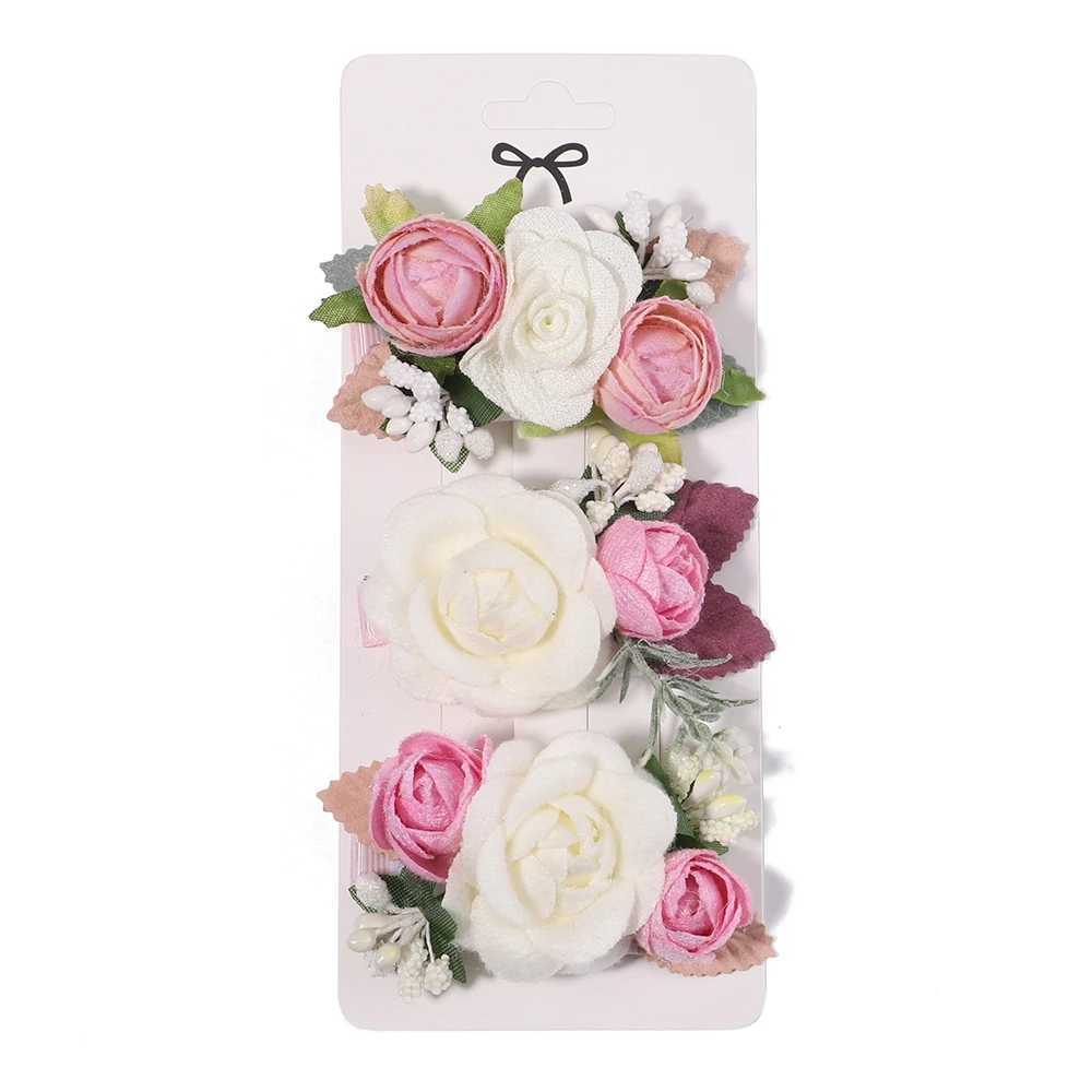 3Pcs/Set Artificial Flower Hair Clip For Kids Girls Hairpins Cute Pink Flowers Barrettes Hair Decorate Headwear Hair AccessoriesX240913