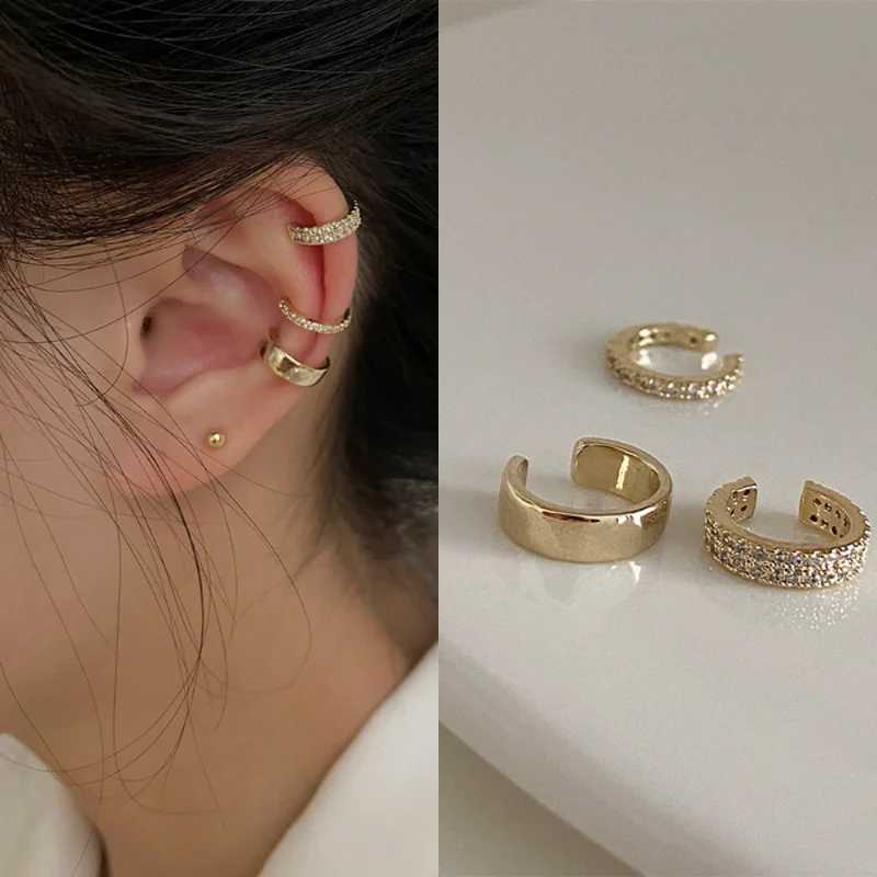 3Pcs Korean Fashion Delicate Zircon Clip Earrings Sets For Women Crystal Buckle Ear Cuff Fake Piercings Earring Jewelry GiftsX240913