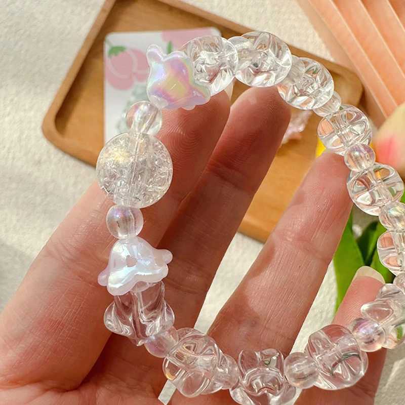 Ins Handmade Beaded Bracelet Cute Soft Cute Female Student Bracelet Transparent Colored Pentagonal Handmade Jewelry W240913