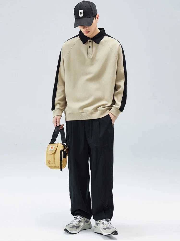 South Korean polo shirt mens autumn sweater with lapel collar mens long sleeved lapel casual shirt ultra-thin fit 2024 new item W240913