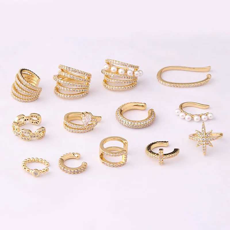 1PC Stainless Steel Pearl Earrings Fake Piercing Ear Clip Zircon Cuffs Ring For Women 2023 Trending Fake PIERC Jewelry GothX240913