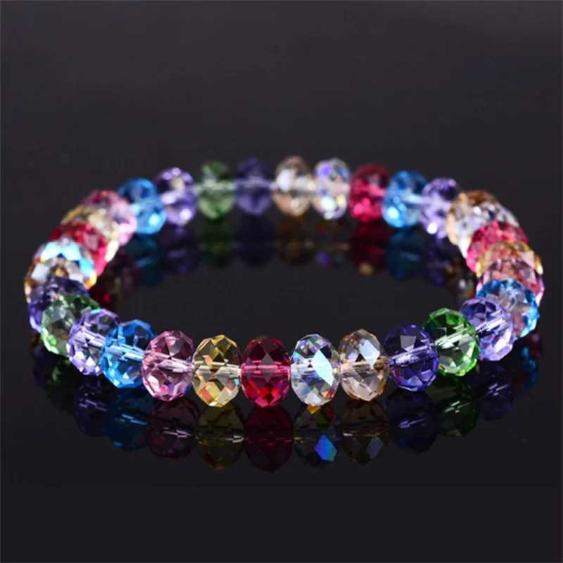 Sparkling colored crystal bead bracelet for women fashionable handmade adjustable braided rope chain bracelet for women party jewelry gift W240913