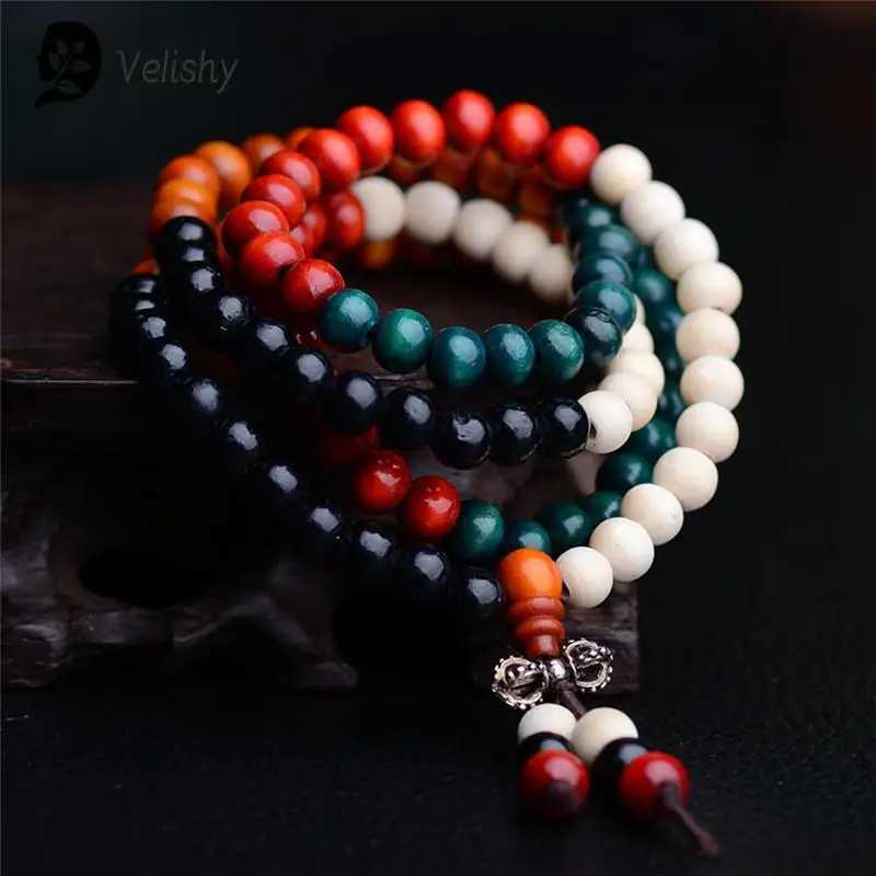 Prayer Zhumala 108 bead bracelet 8mm natural sandalwood Buddha rose bead unisex mens bracelet and bracelet jewelry W240913