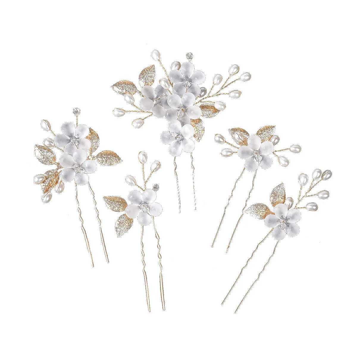 5 Pcs Crystal Pearl Flower Hair Clips Elegant Headwear For Women Precious jewels Bridal Wedding Hair AccessoriesX240913