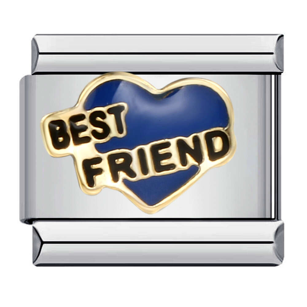 Friendship Series Titanium Steel Gold Plated Welding DIY Bead Italian Charm Bracelet Italian Charm Links Fit 9Mm Bracelet Jewelry DIY Making Gifts