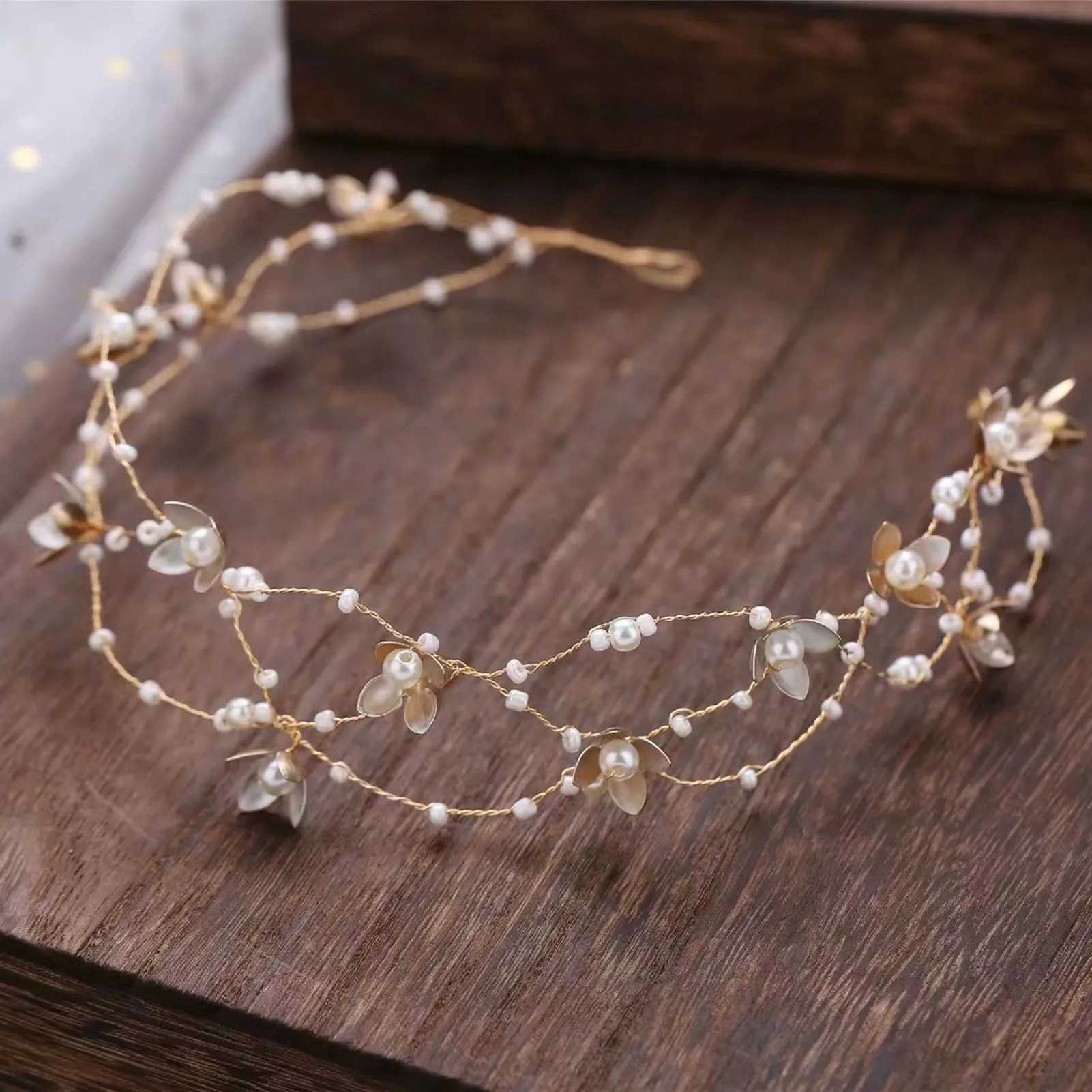 Women Pearl Tie Up Hair Hoop Bride White Flower Hair Accessories Fits Bridesmaid Wedding Birthday Party Hair Decor SuppliesX240913