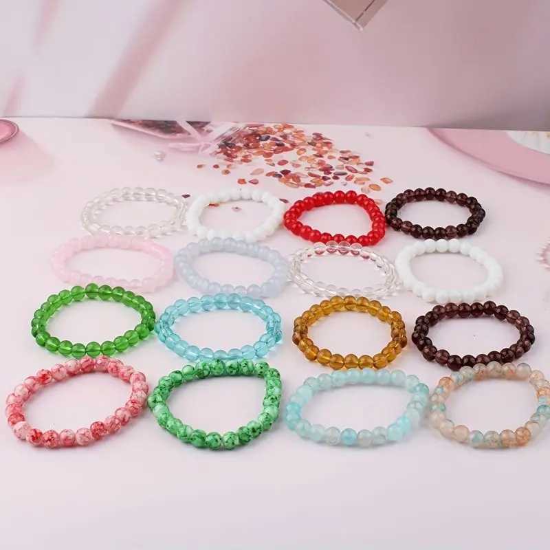5-piece set 6-piece set 10 piece set random color set natural crystal bead bracelet mens and womens elastic bracelet W240913