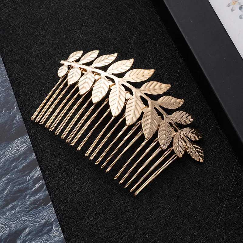 Gold Color Metal Leaf Hair Clip Girls Wedding Hairpin Barrette Flowers Rhinestone Hair Comb Hairpins Women Accessories JewelryX240913